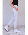 PANTALÓ RECTE DE TEIXIT ELÀSTIC EN GRIS CLAR
