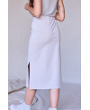 ELASTIC MIDI SKIRT IN BLACK