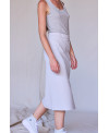 ELASTIC MIDI SKIRT IN BLACK