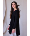 BLACK MIXED-FABRIC DRESS WITH LONG SLEEVES