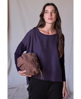 PURPLE OVERSIZED LYOCELL T-SHIRT