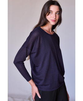 PURPLE STRIPED LONG SLEEVE ICONIC T-SHIRT