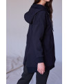 PARKA DE FELPA CON CREMALLERA Y CAPUCHA EN NEGRO