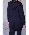 PARKA DE FELPA CON CREMALLERA Y CAPUCHA EN NEGRO