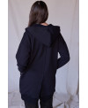 PARKA DE FELPA CON CREMALLERA Y CAPUCHA EN NEGRO