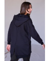 PARKA DE FELPA CON CREMALLERA Y CAPUCHA EN NEGRO