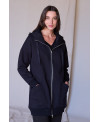 PARKA DE FELPA CON CREMALLERA Y CAPUCHA EN NEGRO