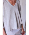 KNITTED LINEN SWEATER WITH A V-NECK