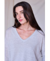 KNITTED LINEN SWEATER WITH A V-NECK