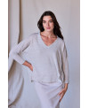 KNITTED LINEN SWEATER WITH A V-NECK