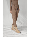 HAZELNUT ICONIC DISPLACED ZIPPER TROUSERS