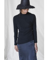ASYMMETRIC SLIM RIBBED T-SHIRT IN BLACK