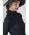 ASYMMETRIC SLIM RIBBED T-SHIRT IN BLACK