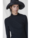 ASYMMETRIC SLIM RIBBED T-SHIRT IN BLACK