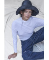 ASYMMETRIC SLIM RIBBED T-SHIRT IN WHITE