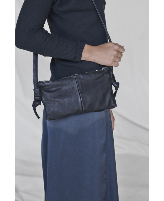 Small leather bag knots BLACK
