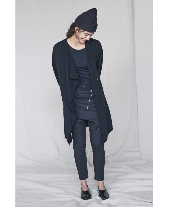 DISPLACED ZIPPER TROUSERS BLACK
