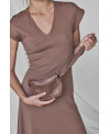HAZELNUT ASYMMETRIC RIBBED DRESS