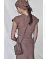 HAZELNUT ASYMMETRIC RIBBED DRESS