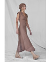 HAZELNUT ASYMMETRIC RIBBED DRESS
