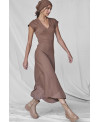 HAZELNUT ASYMMETRIC RIBBED DRESS