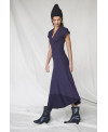PURPLE ASYMMETRIC RIBBED DRESS