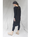 BLACK LONG SLEEVE IRREGULAR HEM DRESS