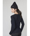 Front seam basic T-shirt in black
