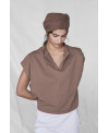 PLUSH HIGH COLLAR VEST IN HAZELNUT