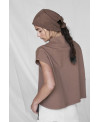 PLUSH HIGH COLLAR VEST IN HAZELNUT