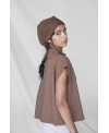 PLUSH HIGH COLLAR VEST IN HAZELNUT