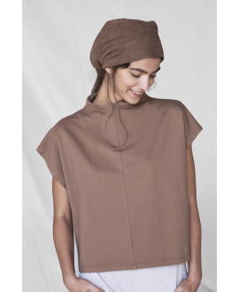 PLUSH HIGH COLLAR VEST IN HAZELNUT