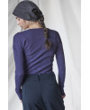 ROUND NECK RIBBED T-SHIRT IN PURPLE