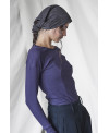 ROUND NECK RIBBED T-SHIRT IN PURPLE