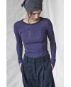 ROUND NECK RIBBED T-SHIRT IN PURPLE