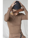 ROUND NECK RIBBED T-SHIRT IN HAZELNUT