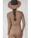 ROUND NECK RIBBED T-SHIRT IN HAZELNUT