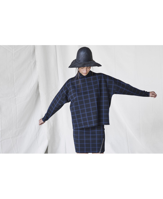 GINGHAM HIGH NECK SWEATER