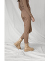 HAZELNUT ICONIC DISPLACED ZIPPER TROUSERS