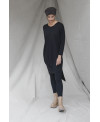 BLACK LONG SLEEVE IRREGULAR HEM DRESS