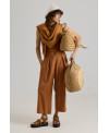 PANTALÓN ANCHO CON PLIEGUES DE LYOCELL ARCILLA