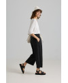 WIDE LEG TENCEL TROUSERS IN BLACK