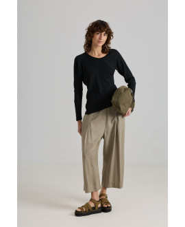 WIDE LEG LYOCELL TROUSERS IN THYME
