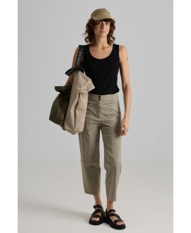 ELASTIC MULTI SEAMS TROUSERS IN THYME
