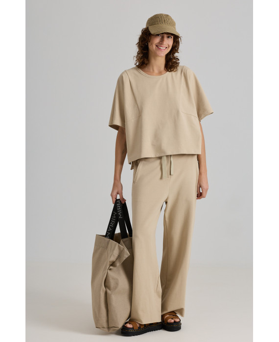 PANTALÓN ANCHO GOMA ESPALDA EN CREMA