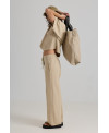 CREAM WIDE-LEG TROUSERS WITH ELASTIC BACK WAIST