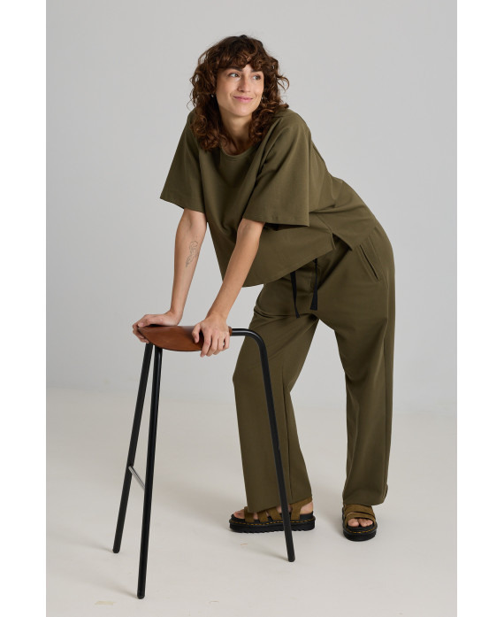 PANTALÓN ANCHO GOMA ESPALDA EN KAKI