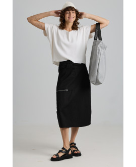 BLACK ELASTIC SERGE SKIRT
