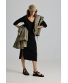 ELASTIC V-NECK DRESS BLACK