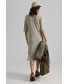 ELASTIC V-NECK DRESS IN THYME
